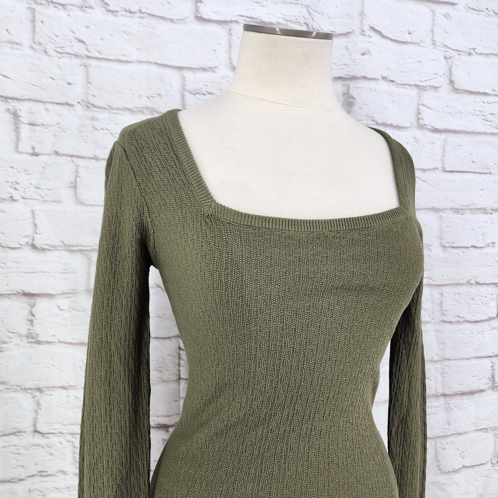Zara Knit Maxi Dress Forest Fairy Boho Mori Goblin Square Neck Bodycon Medium